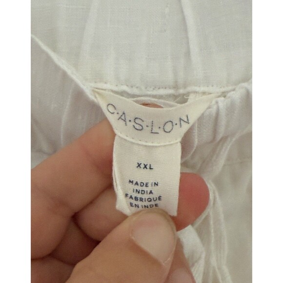 Caslon Womens Adjustable Waist Stretch 100% Linen White Chino Pants Size XXL - Picture 2 of 5